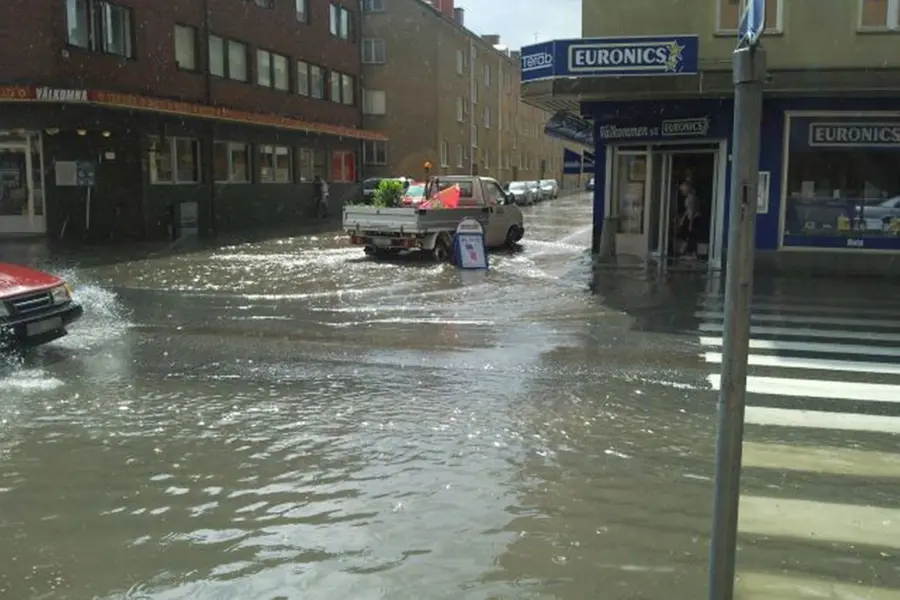 Översvämning av Kristinavägen 2010.