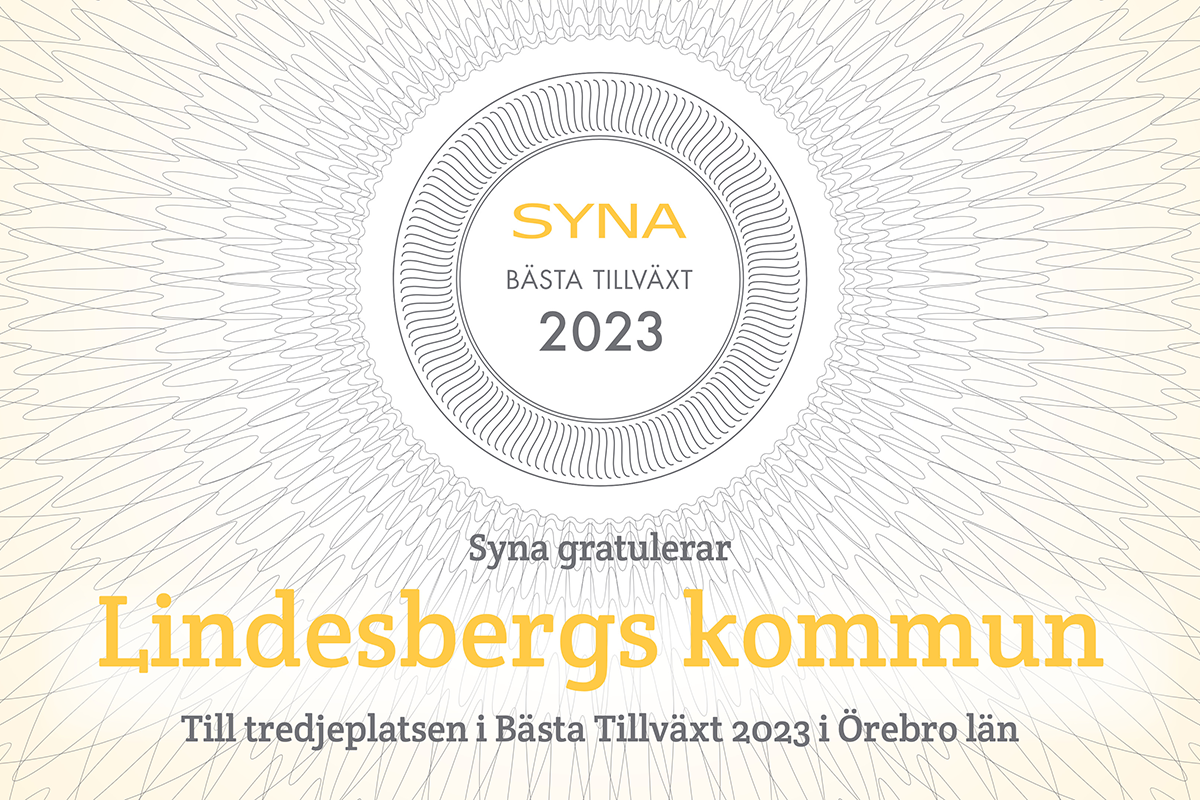 Diplom till Lindesbergs kommun för tredjeplaceringen i 2023 års tillväxtindex i Örebro län. 