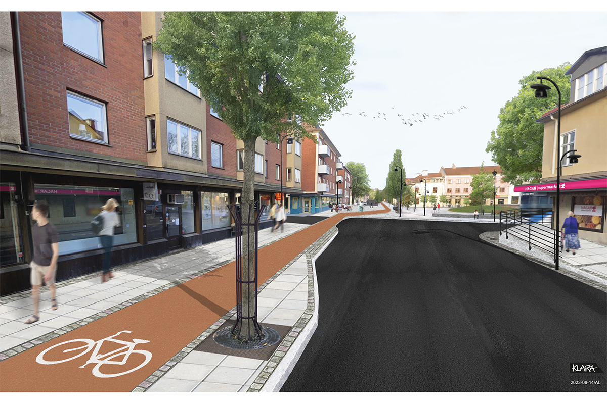 Visionsbild över förslag på utformning av Kristinavägen.